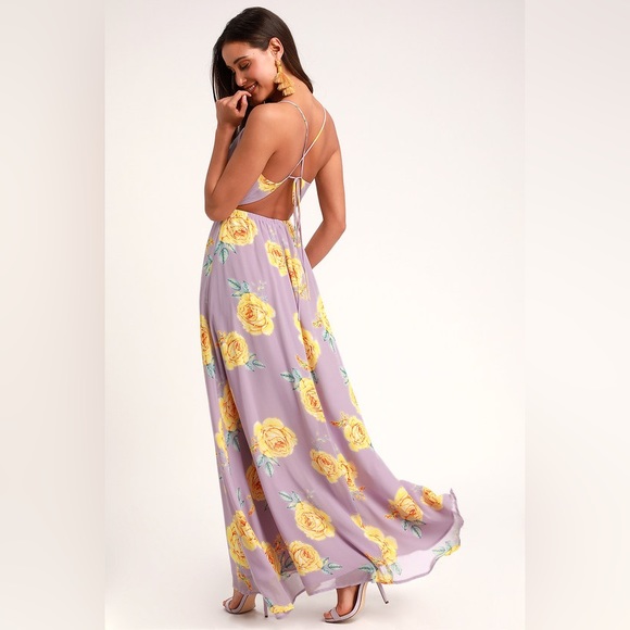 Lulus | Kind and Loving Lavender Floral Backless Maxi Dress - Picture 2 of 10